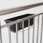 SOGA 49.5cm Black Rectangular Planter Vegetable Herb Flower Outdoor Plastic Box with Holder Balcony Garden Decor Set of 2