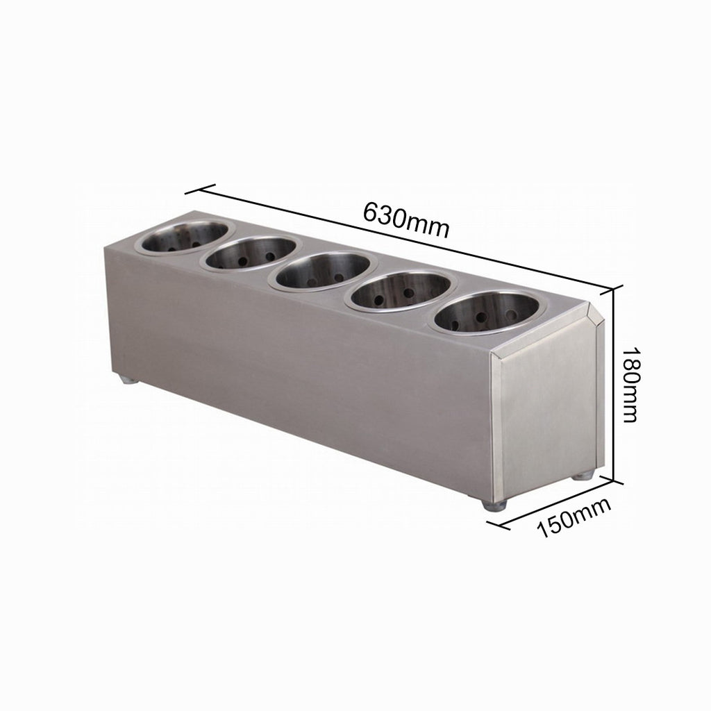 SOGA 2X 18/10 Stainless Steel Commercial Conical Utensils Cutlery Holder with 5 Holes