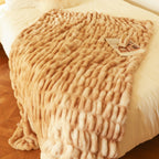 SOGA 150x200cm Throw Blanket Camel Brown Double Layer Rabbit Fur Cozy Comfort with Stylish Decor