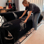 SOGA Three-seater Black Sofa Cover Leopard Print 180x340cm Polyester $ 124