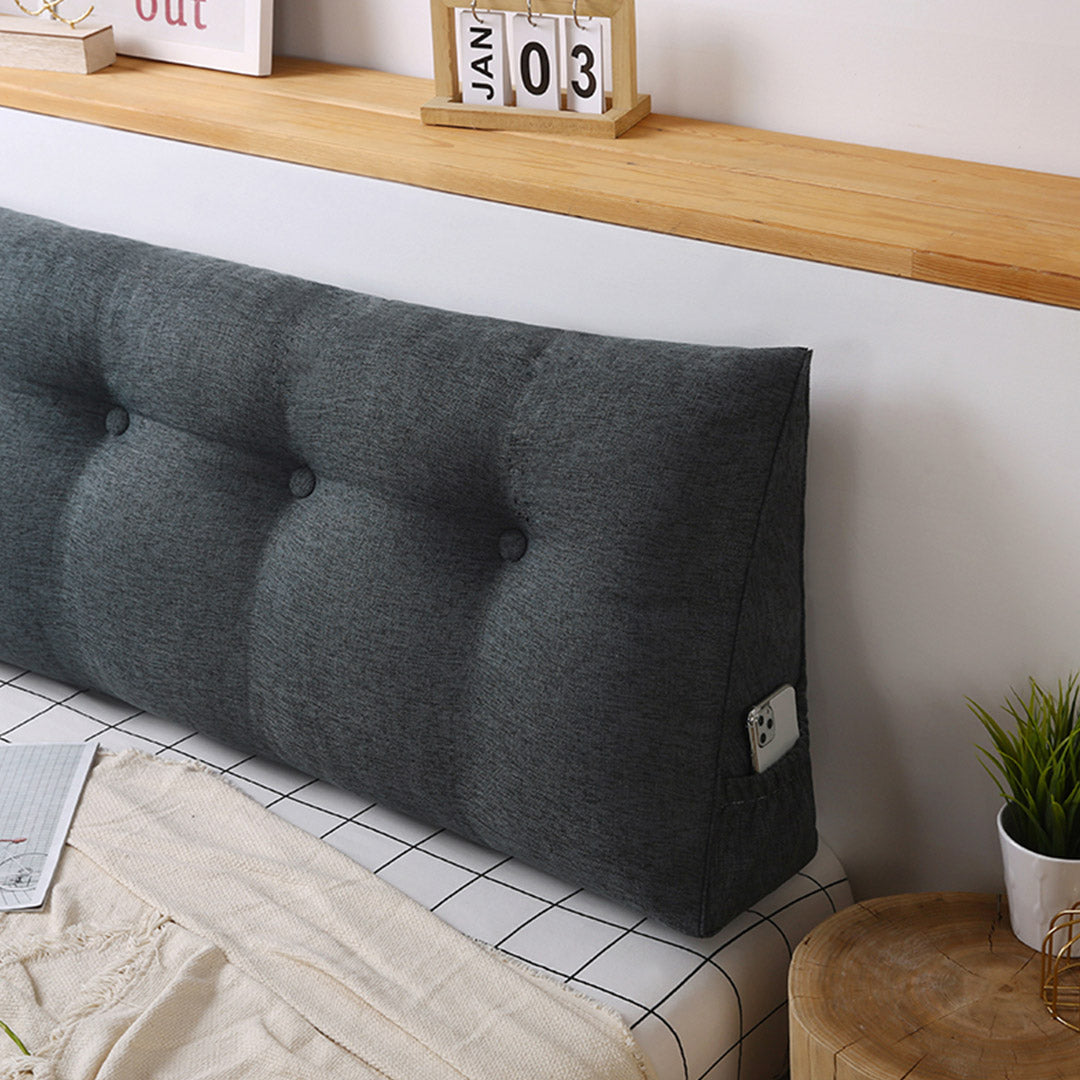 SOGA 2X 180cm Dark Grey Triangular Wedge Bed Pillow Headboard Backrest Bedside Tatami Cushion Home Decor