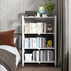 SOGA 4 Tier Steel White Foldable Display Stand Multi-Functional Shelves Storage Organizer with Wheels