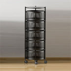 SOGA 2X 5 Tier Steel Round Rotating Kitchen Cart Multi-Functional Shelves Storage Organizer with Wheels