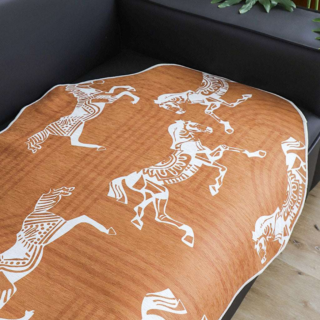SOGA Two-Seater Orange Horse Print 90x180cm Throw Blanket Sofa Cover $ 111