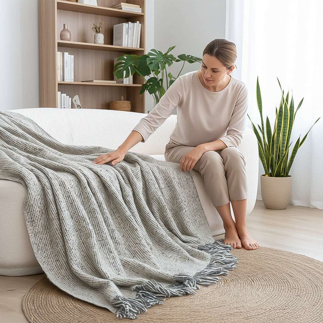 SOGA 2X Soft Light Beige Tassel Throw Blanket 160x200cm Soft Polyester $ 155