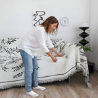 SOGA Two-seater White Sofa Cover Leaf Print 180x260cm Polyester