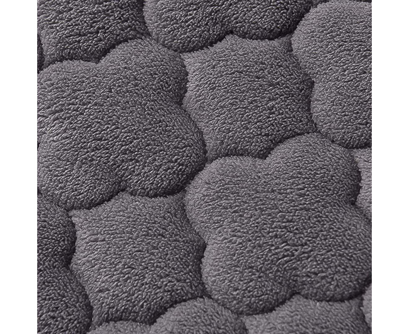 SOGA 2X Grey 153cm Wide Mattress Cover Thick Quilted Fleece Stretchable Clover Design Bed Spread Sheet Protector with Pillow Covers