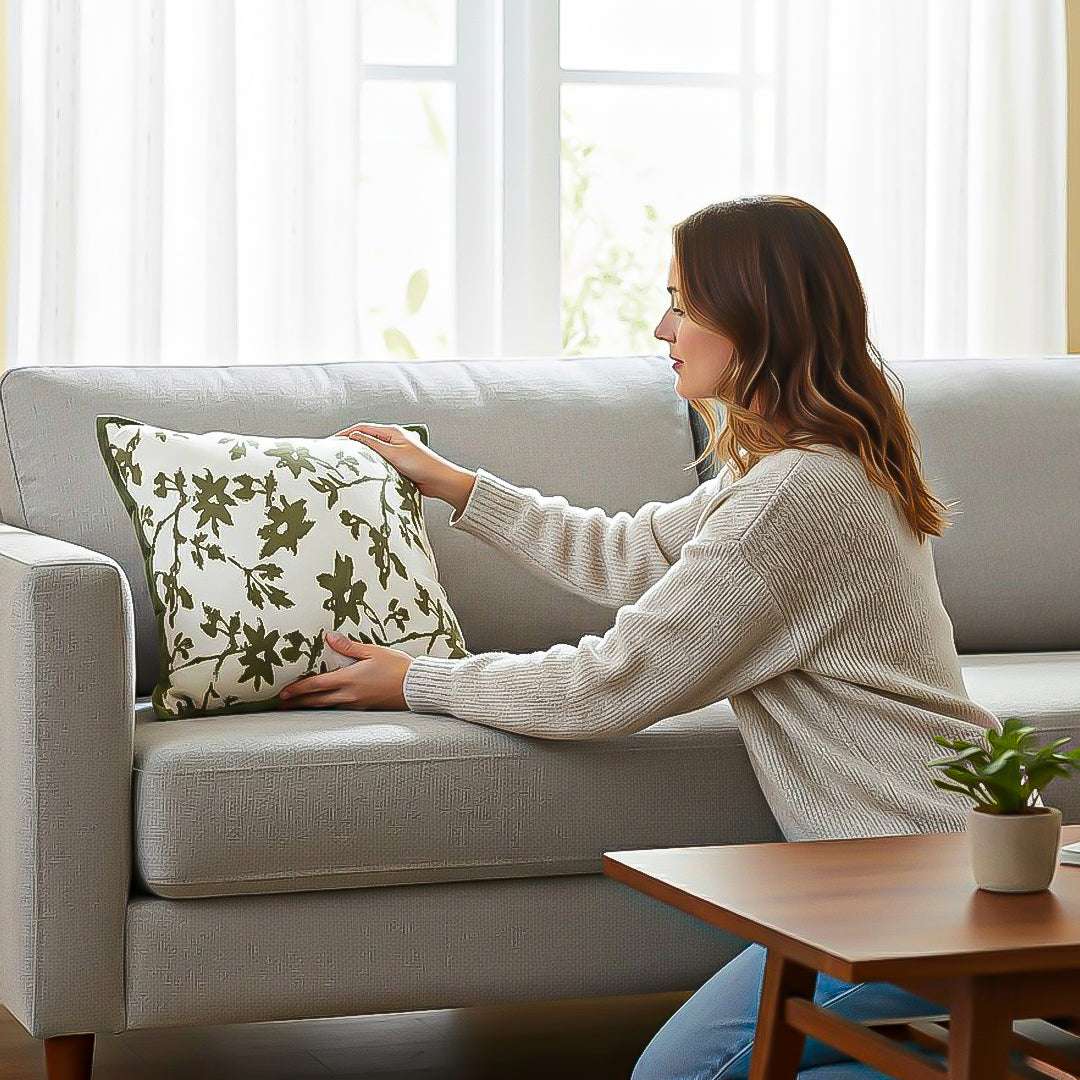 SOGA 2X Floral Cushion 45cm White Green Leaf Botanical Pattern Decorative Throw Pillow $ 129