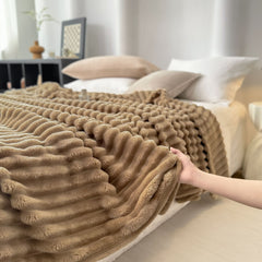 SOGA 150x200cm Warm & Cozy Flannel Polyester Throw Blanket Light Brown