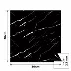 SOGA Peel & Stick Floor and Wall Tiles 30 x 30cm 10 Pack Black Faux Marble