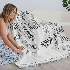 SOGA One-seater White Sofa Cover Leaf Print 130x180cm Polyester