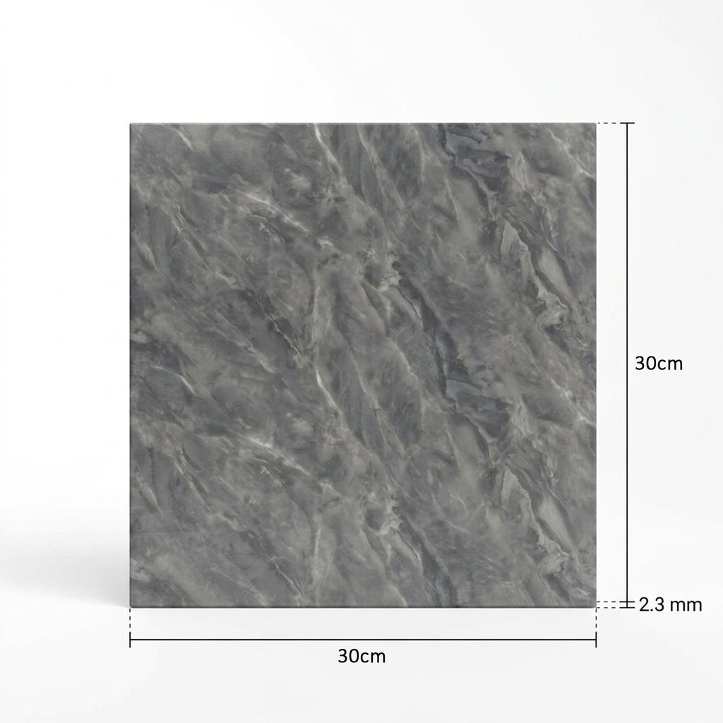 SOGA Peel & Stick Floor and Wall Tiles 30 x 30cm 10 Pack Grey Faux Marble