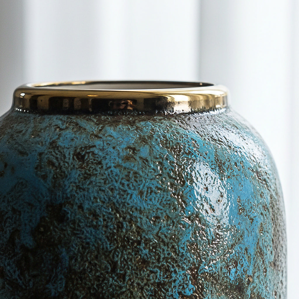 SOGA 35x17cm Light Blue Large Ceramic Flower Vase Elegant Living Room Home Decor