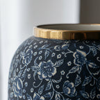 SOGA 30x19cm Blue with White Mini Floral Medium Ceramic Flower Vase Elegant Living Room Home Decor