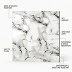 SOGA Peel & Stick Floor and Wall Tiles 30 x 30cm 10 Pack Black White Faux Marble