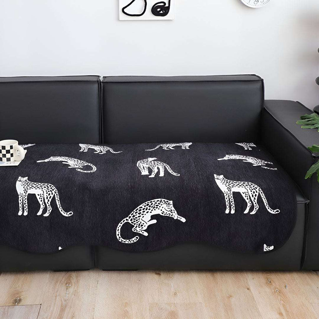 SOGA Four-Seater Black Leopard Print 90x260cm Throw Blanket Sofa Cover $ 122