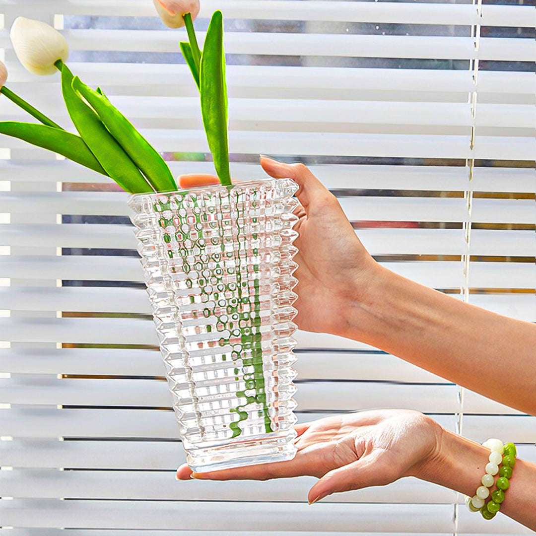 SOGA 28cm Handcrafted Clear Glass Vase Classic Design for Home Decor $ 71