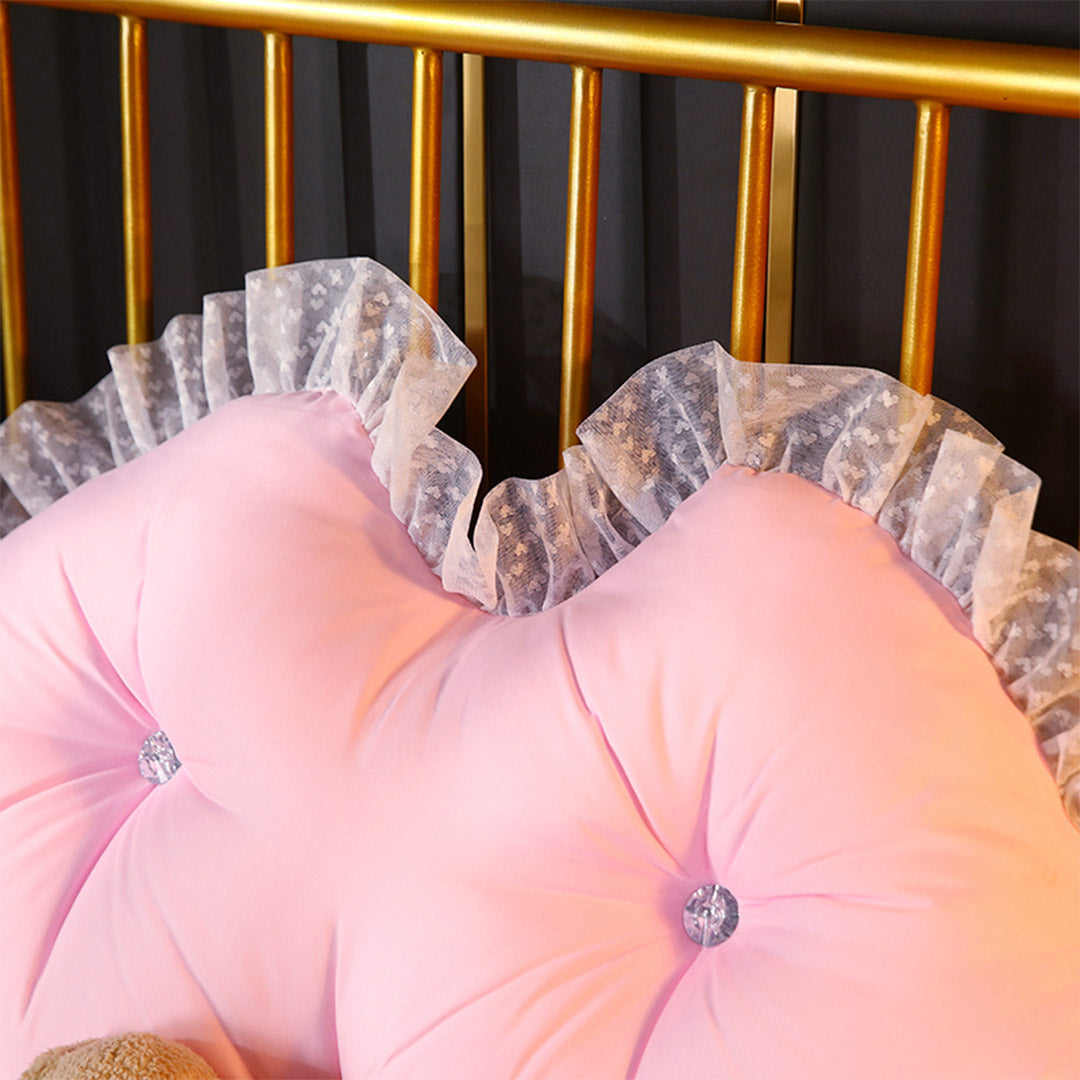 SOGA 2X 120cm Pink Princess Bed Pillow Headboard Backrest Bedside Tatami Sofa Cushion with Ruffle Lace Home Decor