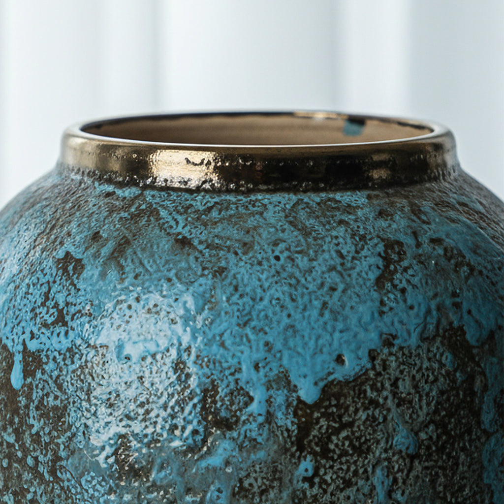 SOGA 30x19cm Light Blue Medium Ceramic Flower Vase Elegant Living Room Home Decor