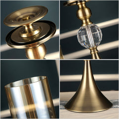 SOGA 43cm Glass Candle Holder Candle Stand Glass/Metal