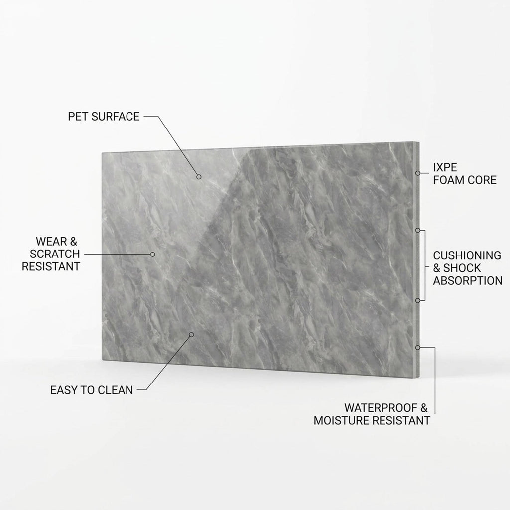 SOGA Peel & Stick Floor and Wall Tiles 30 x 60cm 10 Pack Grey Faux Marble