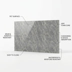 SOGA Peel & Stick Floor and Wall Tiles 30 x 60cm 10 Pack Grey Faux Marble