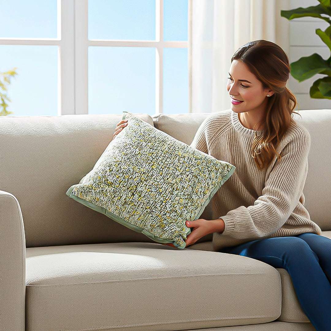 SOGA 2X Woven Cushion 45cm Green Yellow Multi-Color Textured Decorative Throw Pillow $ 129