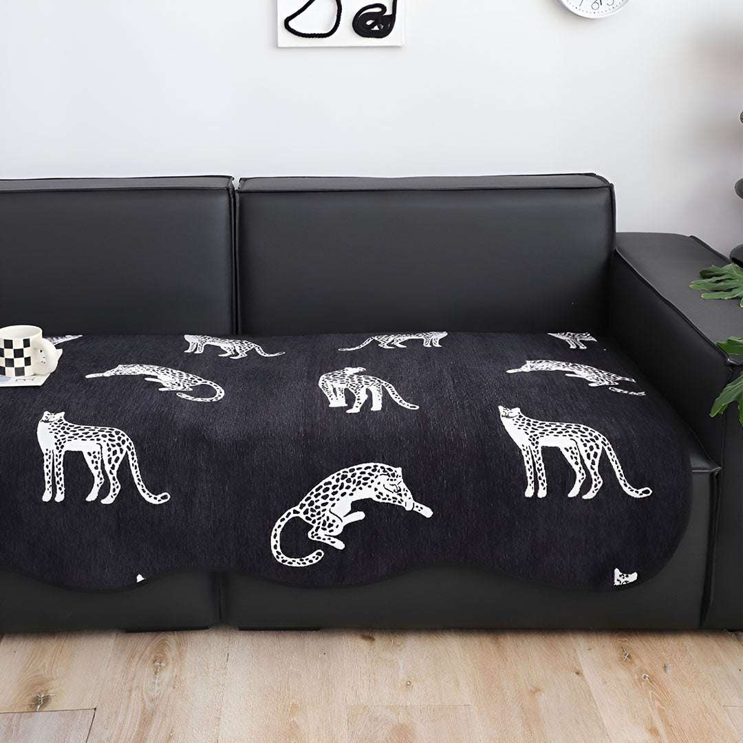 SOGA Two-Seater Black Leopard Print 90x160cm Throw Blanket Sofa Cover $ 93