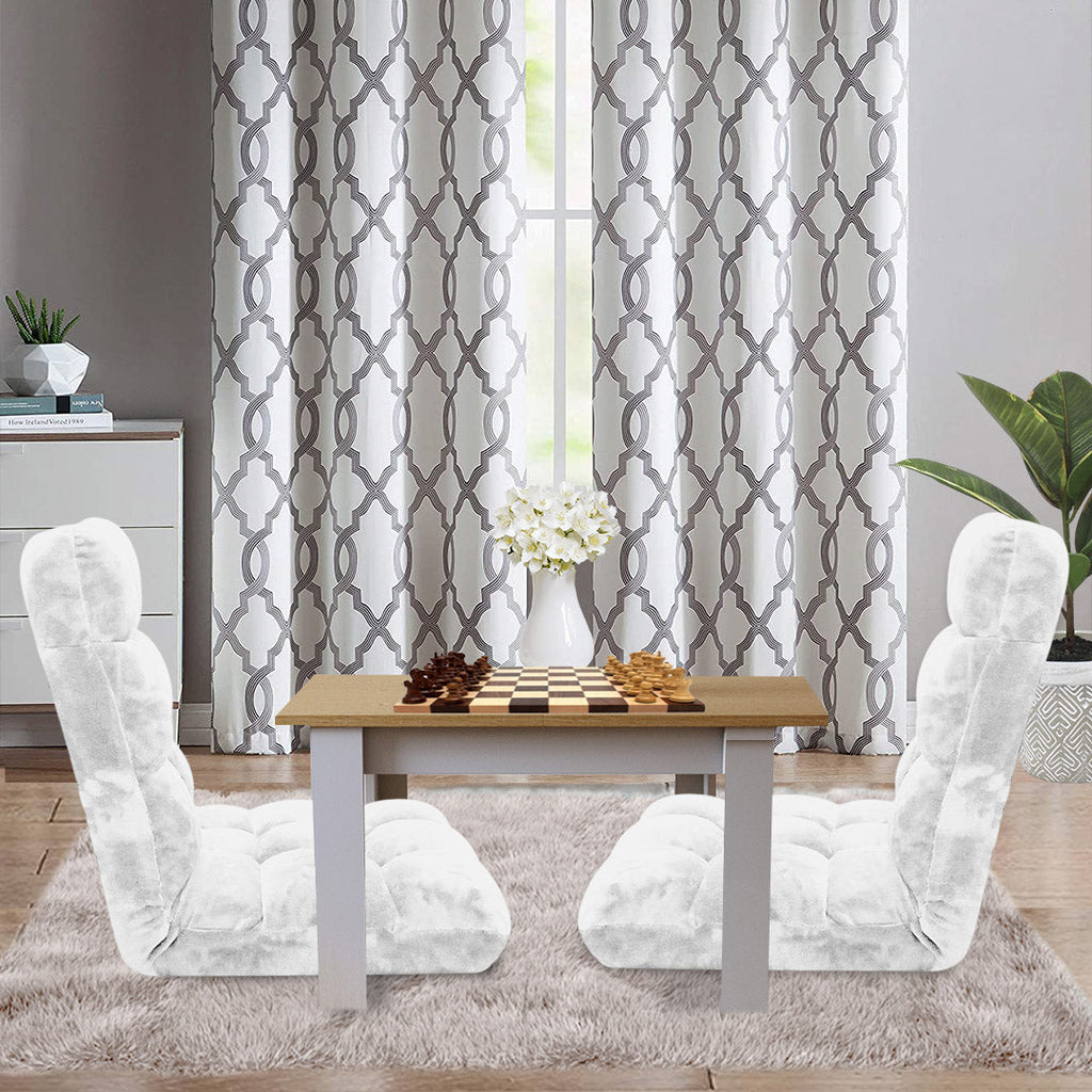 SOGA 2X Floor Recliner Folding Lounge Sofa Futon Couch Folding Chair Cushion White