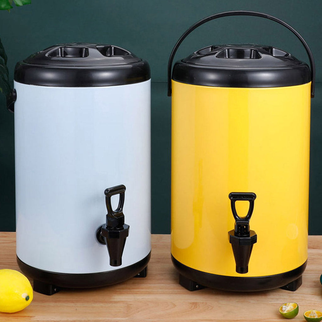 SOGA 4X 8L Stainless Steel Insulated Milk Tea Barrel Hot and Cold Beverage Dispenser Container with Faucet White
