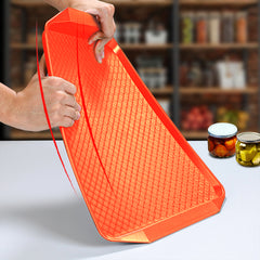 SOGA Rectangular Serving Tray Heavy Duty Waterproof Stackable Plastic Food Snack Pan Set of 10 Orange