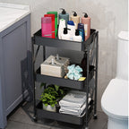 SOGA 2X 3 Tier Steel Black Bee Mesh Kitchen Cart Multi-Functional Shelves Storage Organizer with Wheels
