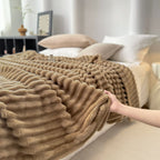 SOGA 2x230cm Warm & Cozy Flannel Polyester Throw Blanket Light Brown