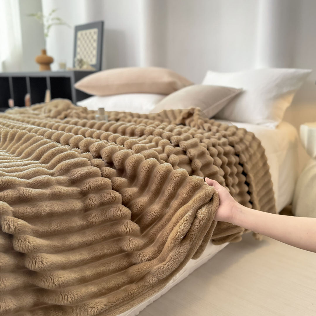 SOGA 2x230cm Warm & Cozy Flannel Polyester Throw Blanket Light Brown