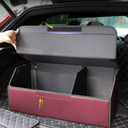 SOGA Leather Car Boot Collapsible Foldable Trunk Cargo Organizer Portable Storage Box Red Large