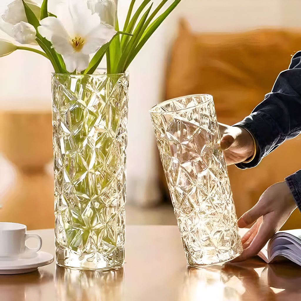 SOGA 30cm Sleek Clear Glass Vase Elegant Wide Crystal Design for Modern Home Décor