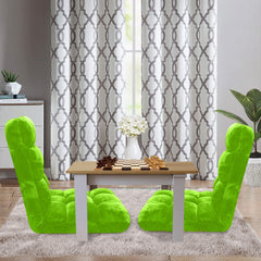 SOGA Floor Recliner Folding Lounge Sofa Futon Couch Folding Chair Cushion Green x4