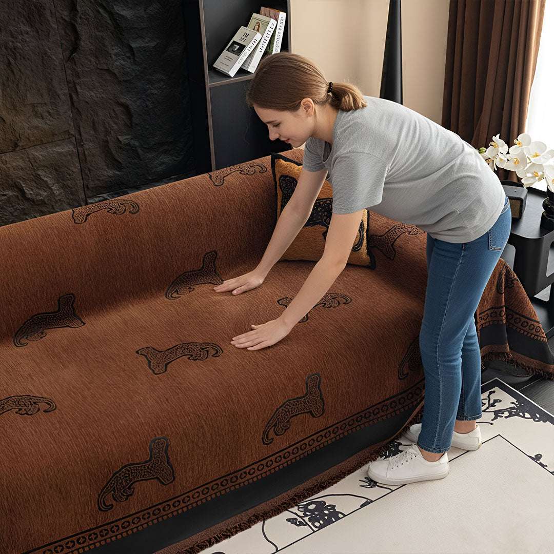 SOGA Two-seater Brown Sofa Cover Leopard Print 180x260cm Polyester $ 125