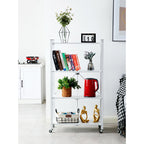 SOGA 2X 4 Tier Steel White Foldable Kitchen Cart Multi-Functional Shelves Storage Organizer with Wheels