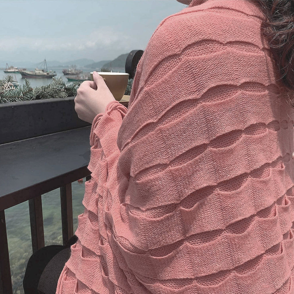 SOGA Pink Textured Knitted Throw Blanket Warm Cozy Woven Cover Couch Bed Sofa Home Decor with Tassels