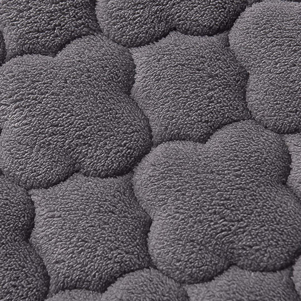 SOGA 2X Grey 183cm Wide Mattress Cover Thick Quilted Fleece Stretchable Clover Design Bed Spread Sheet Protector with Pillow Covers