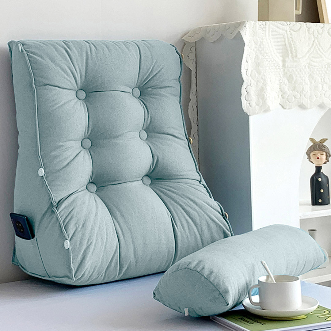 SOGA 45cm Green Triangular Wedge Lumbar Pillow Headboard Backrest Sofa Bed Cushion Home Decor