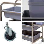 SOGA 2X 82x43x92cm Square 3 Tier Food Trolley Food Waste Cart Five Buckets Kitchen Food Utility