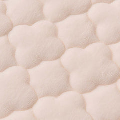 SOGA 2X Beige 153cm Wide Mattress Cover Thick Quilted Fleece Stretchable Clover Design Bed Spread Sheet Protector with Pillow Covers05