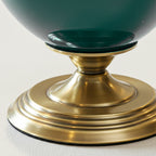 SOGA 40cm Ceramic Oval Flower Vase with Gold Metal Base Green