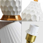 SOGA Textured Ceramic Oval Table Lamp with Gold Metal Base White