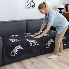 SOGA Four-Seater Black Leopard Print 90x260cm Throw Blanket Sofa Cover $ 122