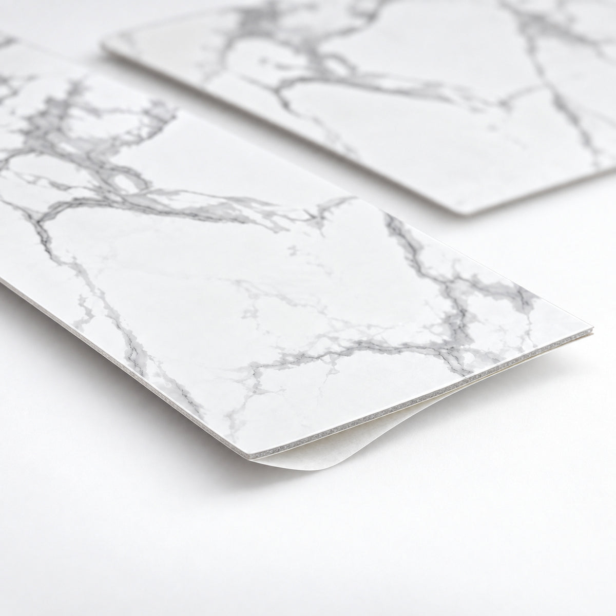 SOGA Peel & Stick Floor and Wall Tiles 30 x 60cm 10 Pack White Grey Faux Marble