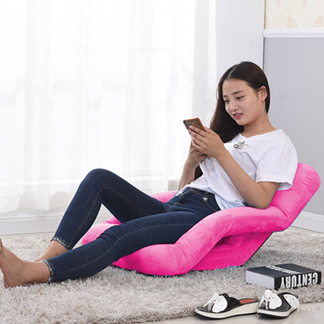 SOGA 4X Foldable Lounge Cushion Adjustable Floor Lazy Recliner Chair with Armrest Pink