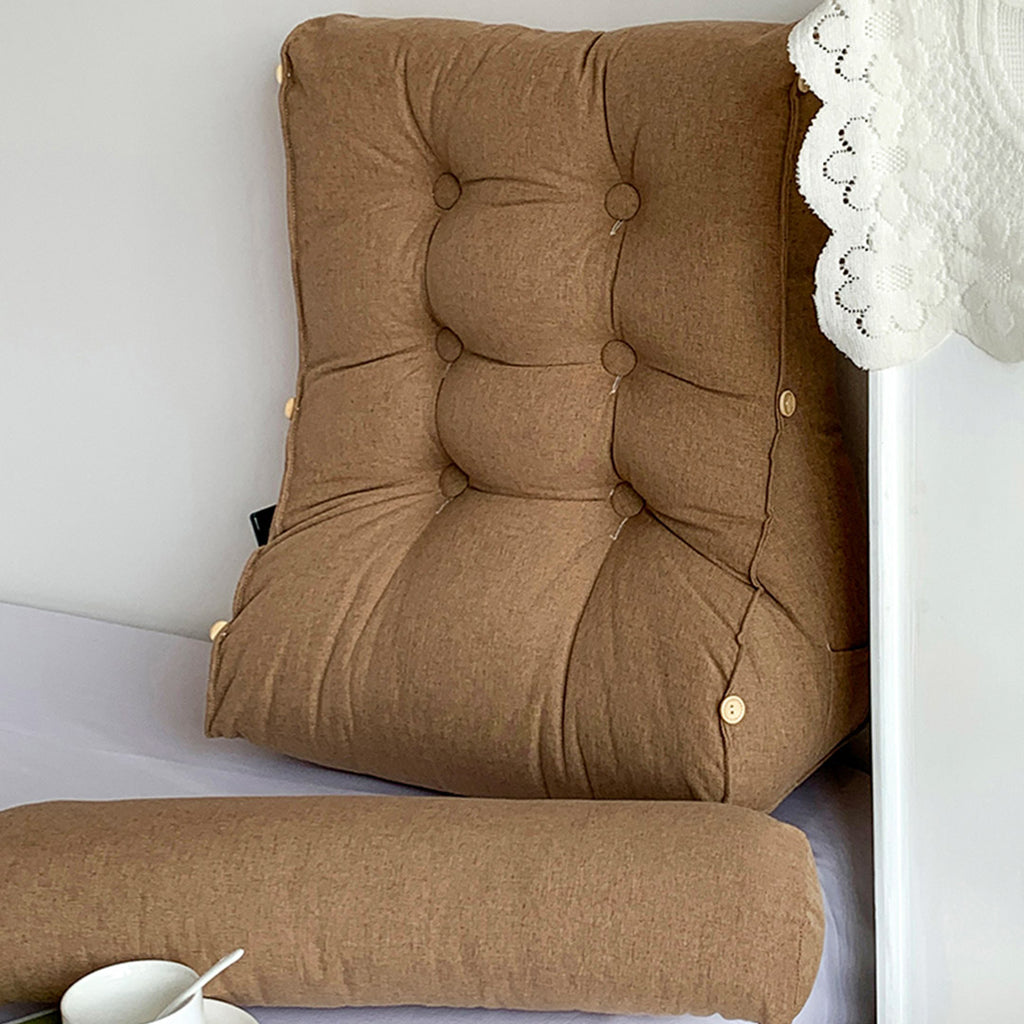 SOGA 45cm Khaki Triangular Wedge Lumbar Pillow Headboard Backrest Sofa Bed Cushion Home Decor